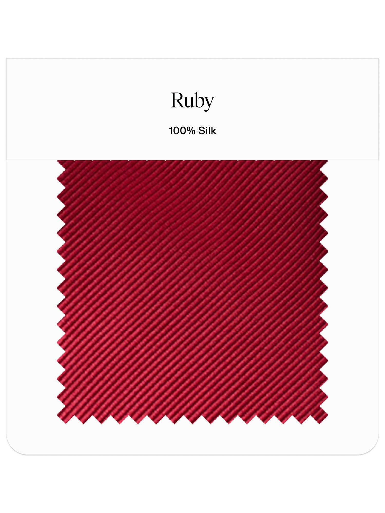 Swatch of ruby red silk fabric with a textured pattern.