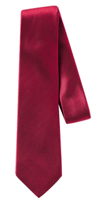 Solid red tie with a textured pattern.