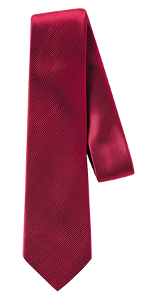 Solid red tie with a textured pattern.
