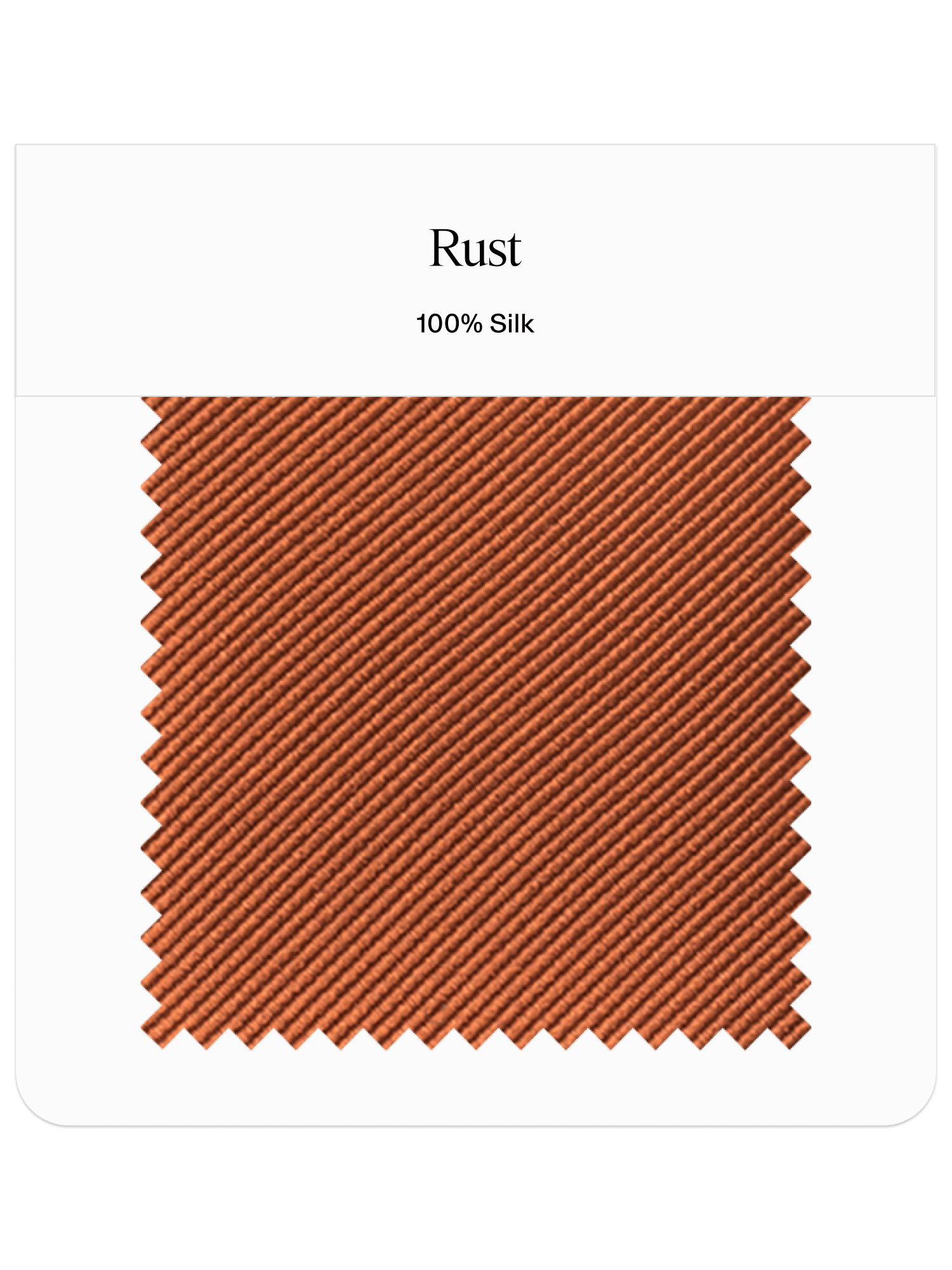 Rust colored silk fabric swatch with a textured pattern.