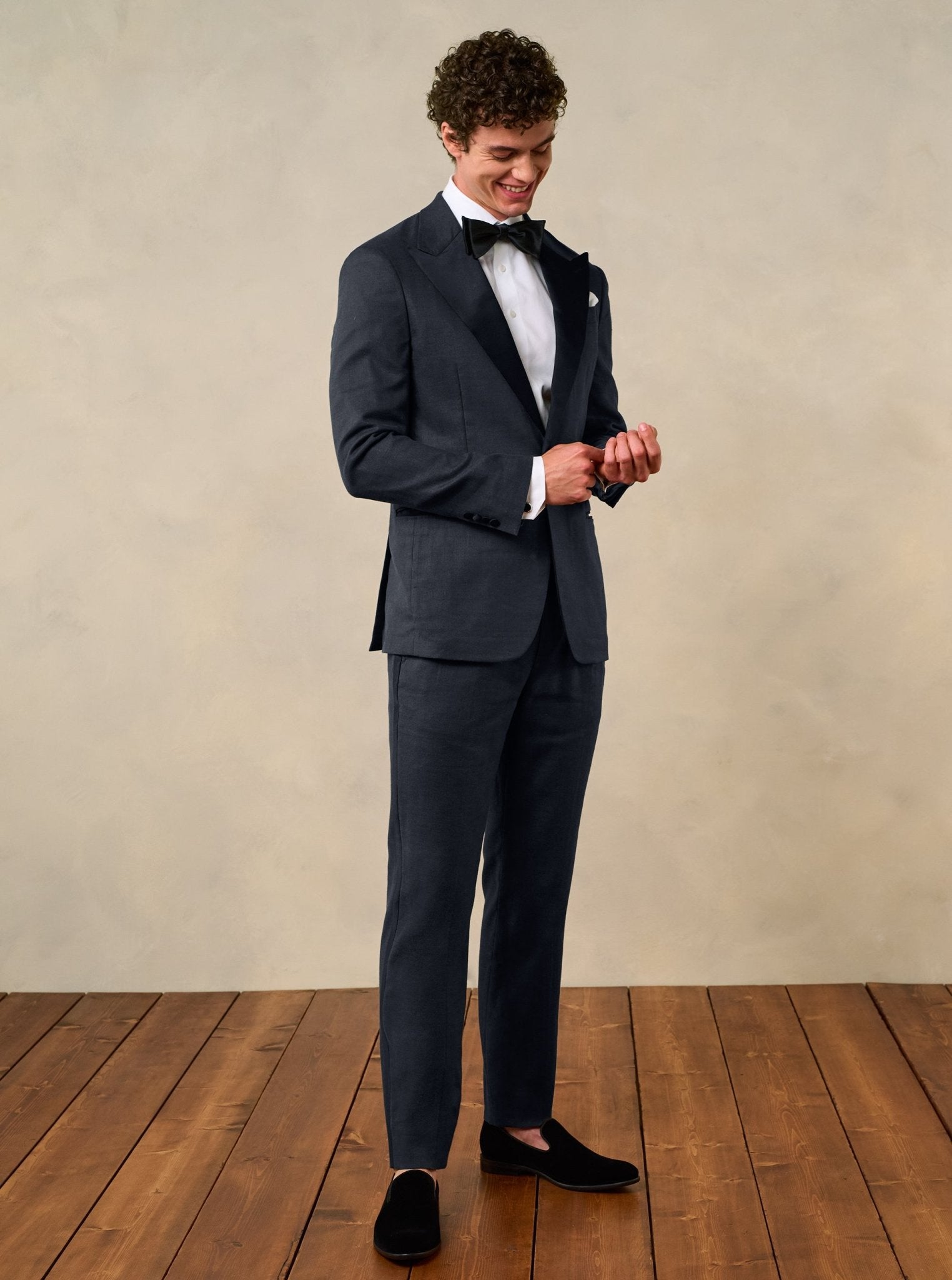 tuxedo dress for wedding Shadow Black Linen Tuxedo | Rent or Buy