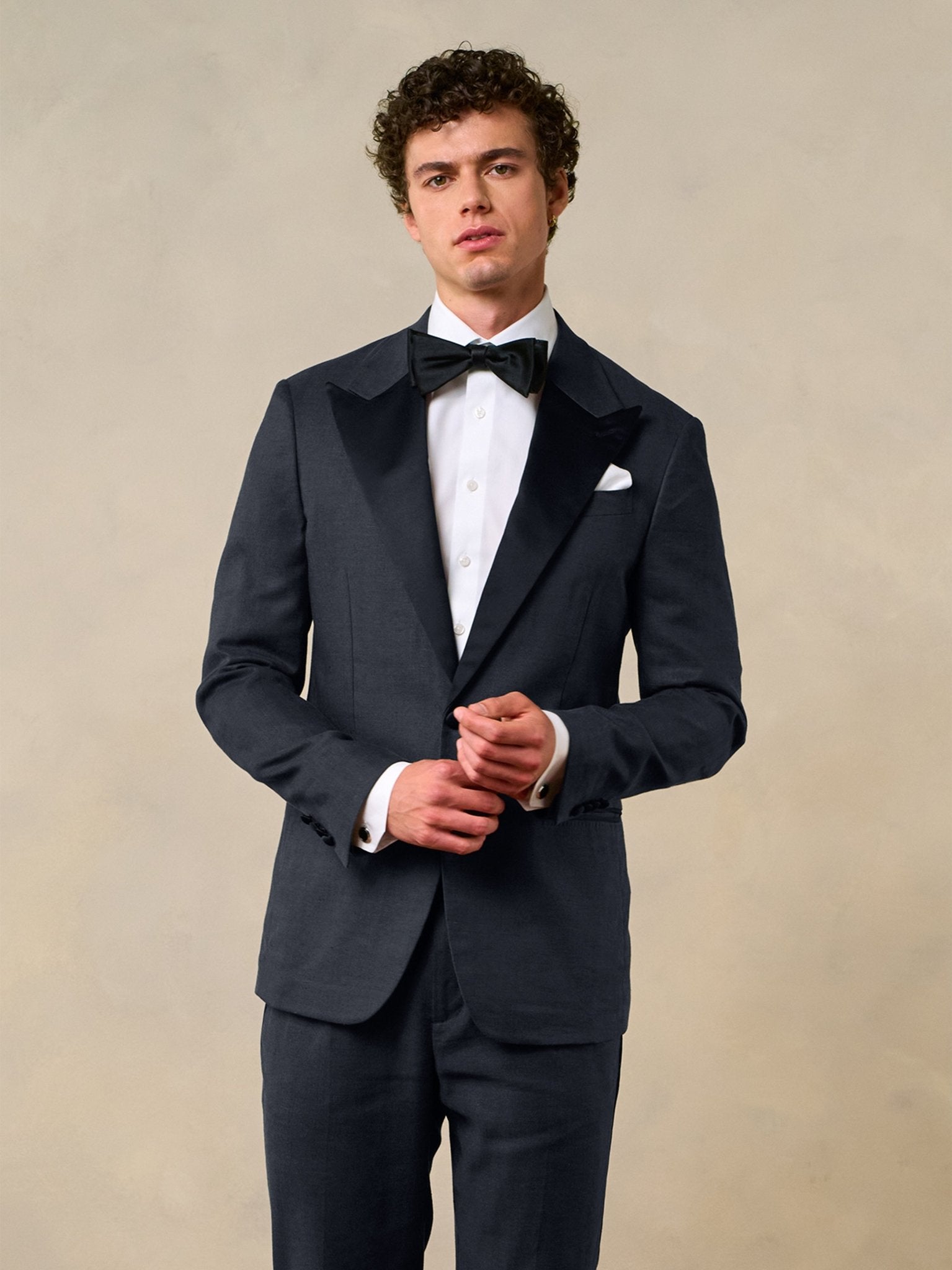The Black Tux Shadow Linen Tuxedo Jacket In Black | Size: 36