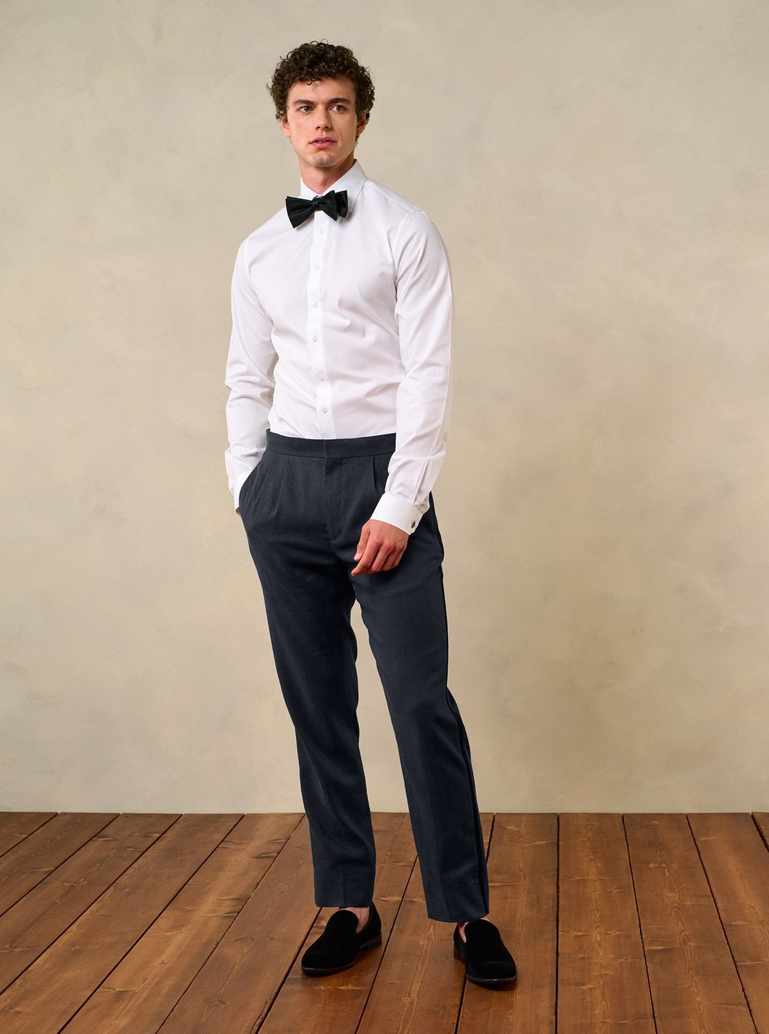 Shadow Black Linen Tuxedo Pants - Classic - The Black Tux