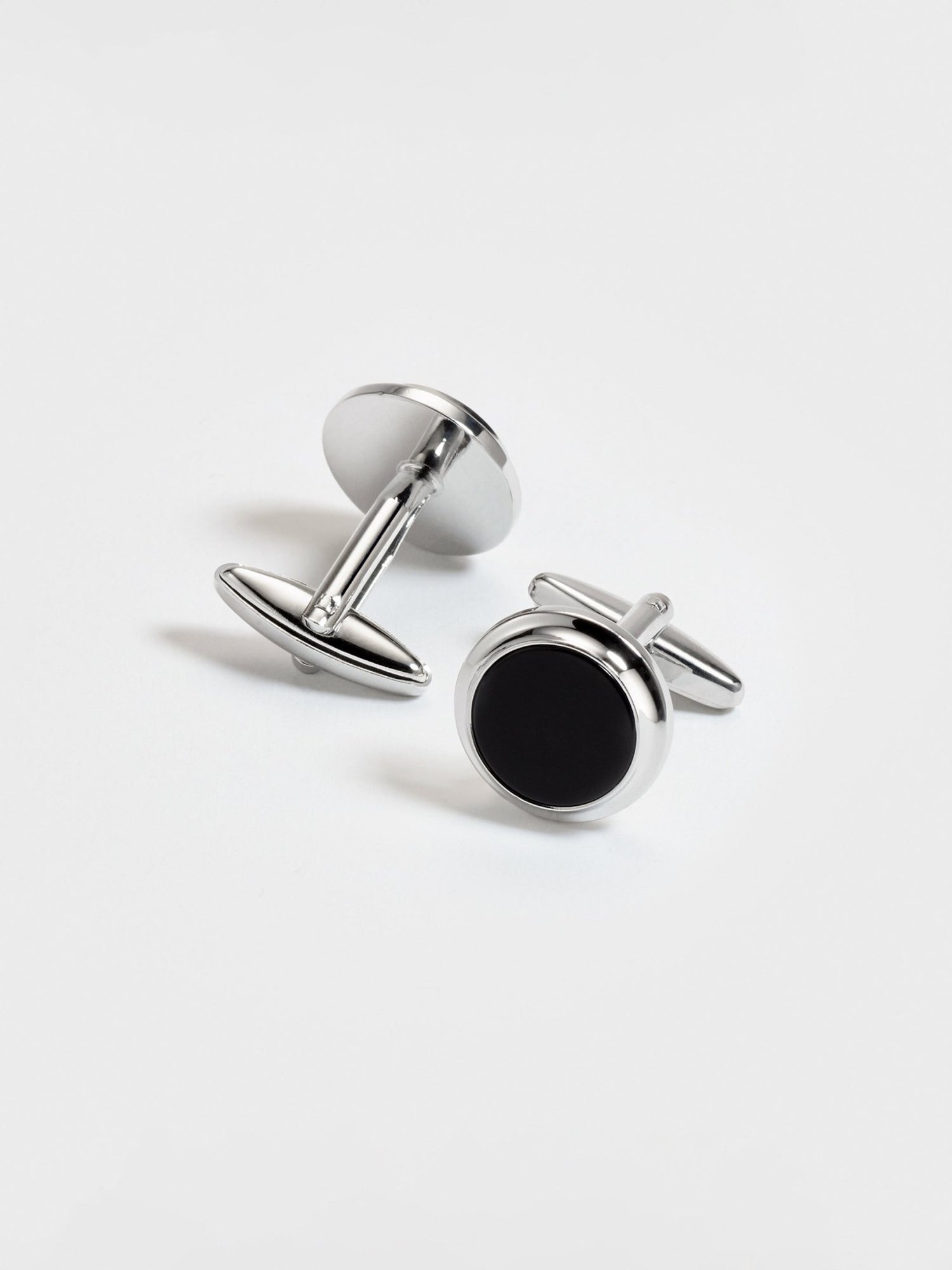 ONYX CUSHION STAINLESS STEL CUFFLINKS
