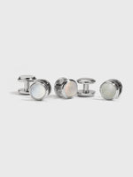 Silver Pearl Button Studs - The Black Tux
