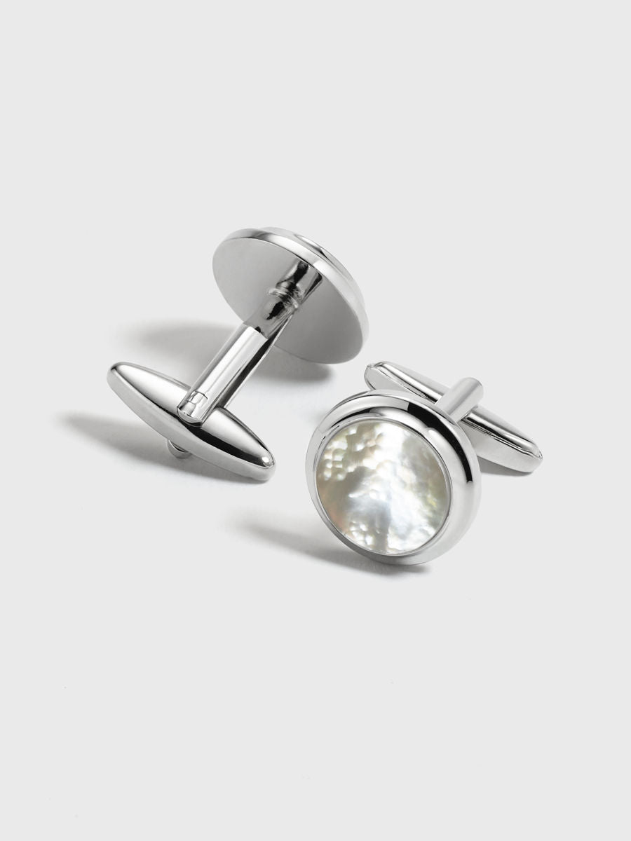 Silver Pearl Cufflinks - The Black Tux