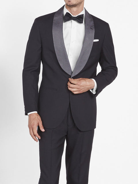 Silver Shawl Black Tuxedo Jacket