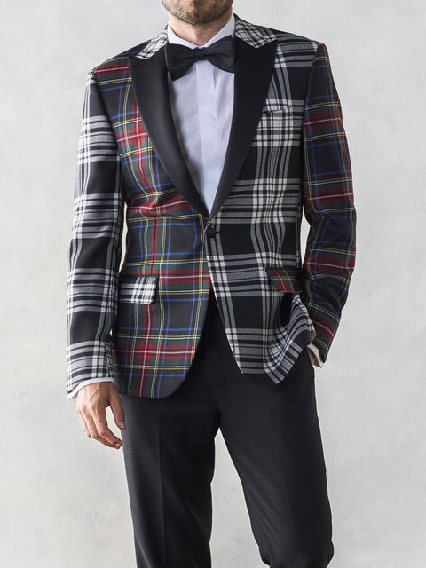 Split Tartan Tuxedo Jacket