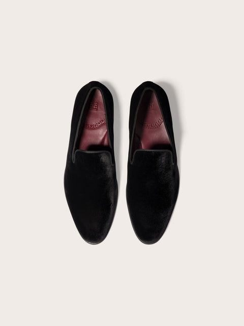 The Black Tux Velvet Slip-On Shoes In Black