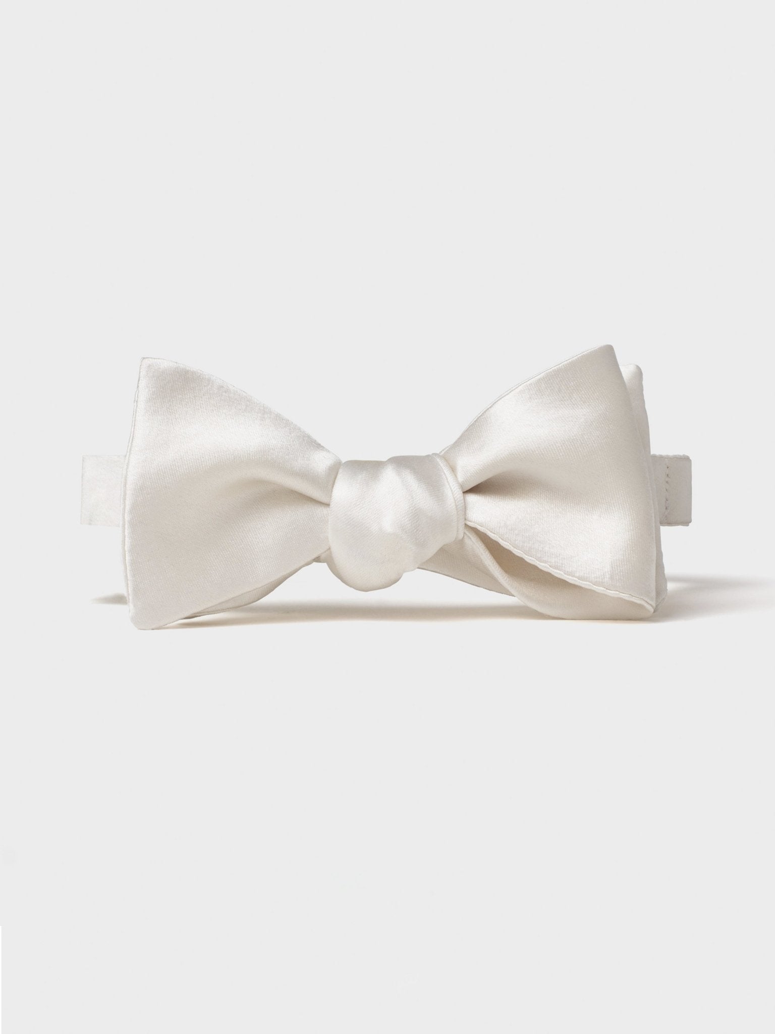 White Satin Butterfly Bow Tie - The Black Tux
