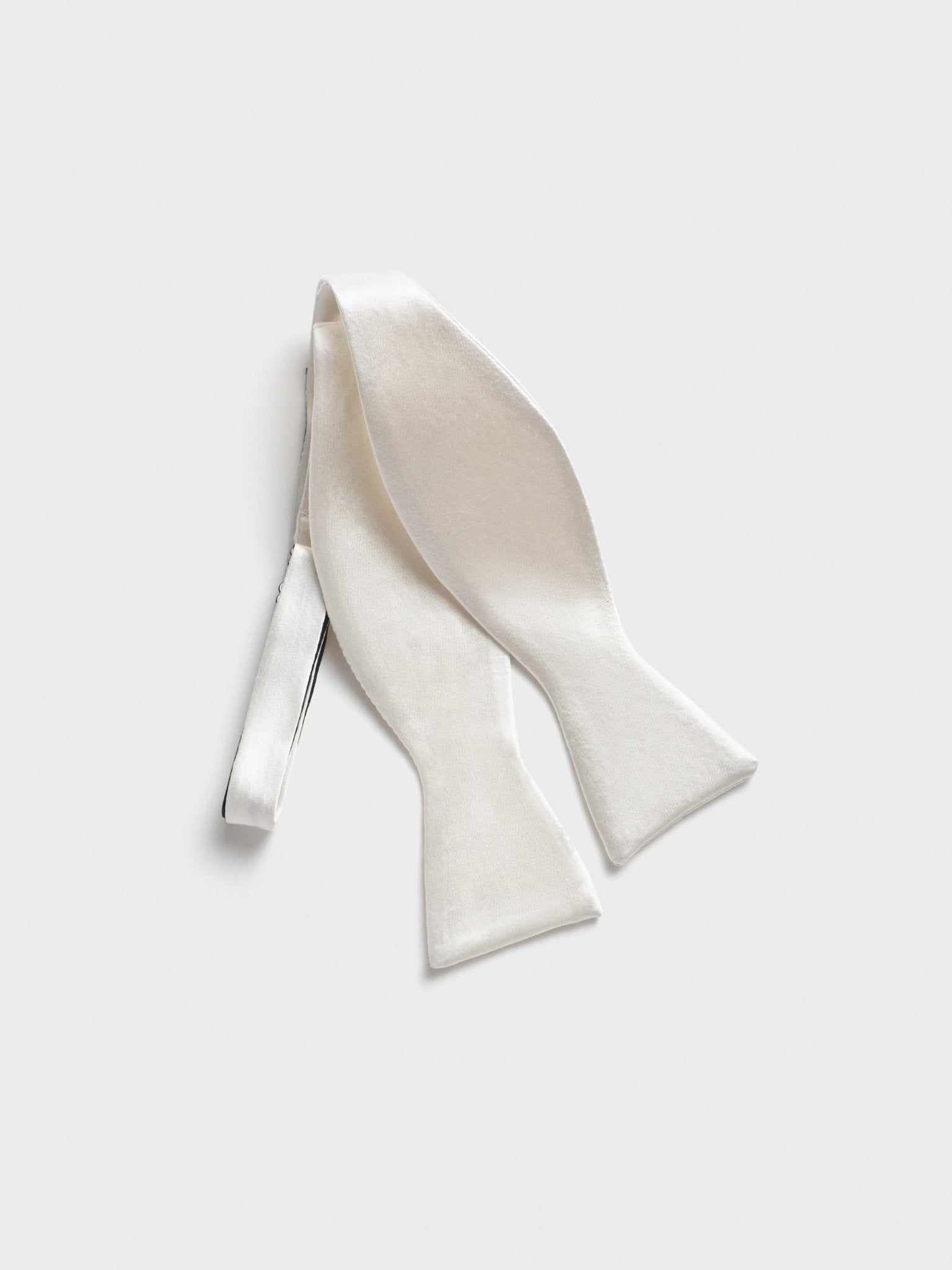 white silk self tie bow tie
