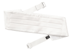 White pleated cummerbund with adjustable straps.