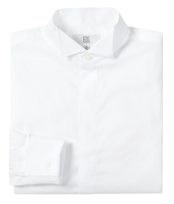 The Black Tux Wing Collar Fly-Front Dress Shirt-Slim In White | Size: 14 | Cotton The Black Tux Wing Collar Fly-Front Dress Shirt-Slim In White | Size: 14 | Cotton