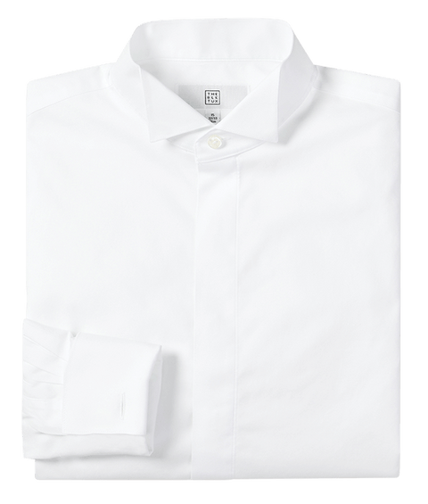 The Black Tux Wing Collar Fly-Front Dress Shirt-Slim In White | Size: 14 | Cotton The Black Tux Wing Collar Fly-Front Dress Shirt-Slim In White | Size: 14 | Cotton