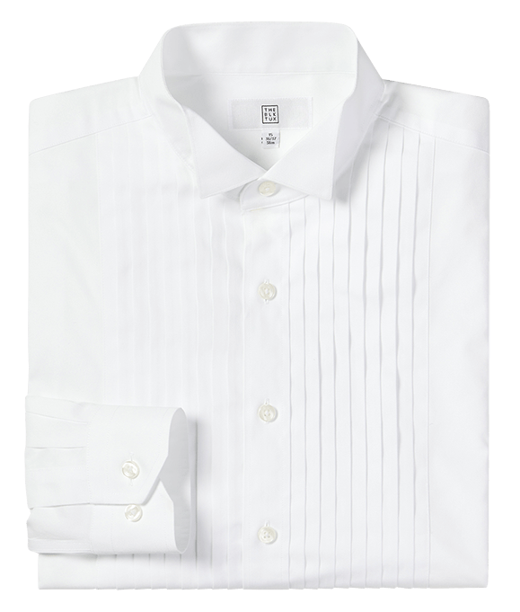The Black Tux Wing Tip Tuxedo Shirt-Slim In White | Size: 14