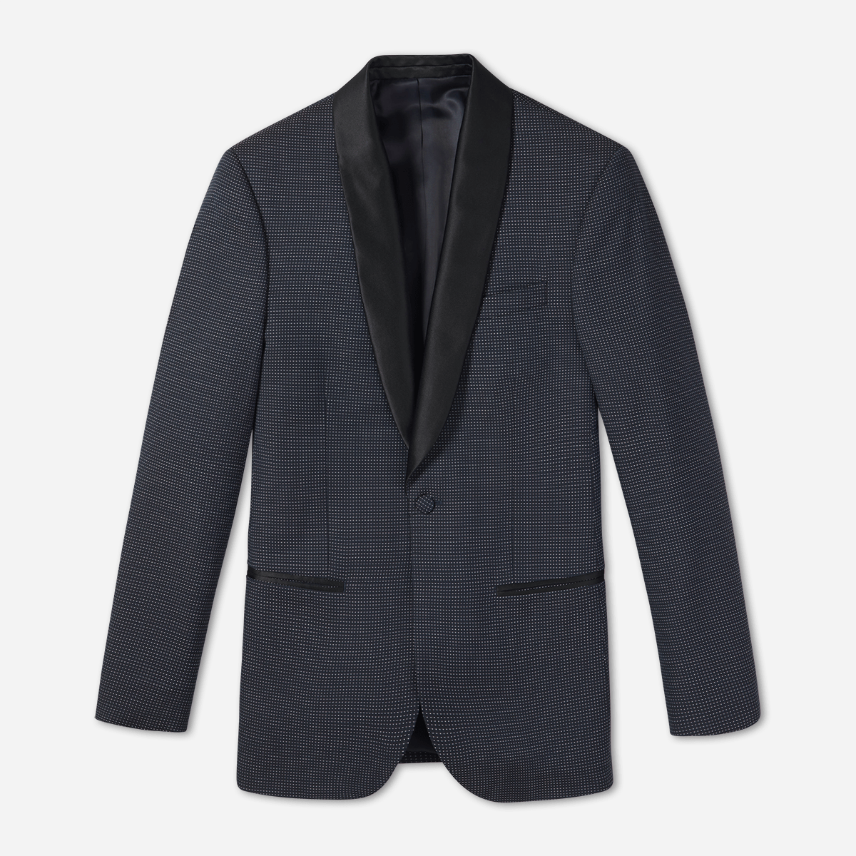 Midnight Pin Dot Tuxedo Jacket Home Try - On - The Black Tux